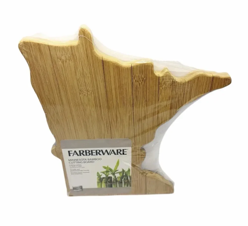 New Farberware State of Minnesota Shape Bamboo Cutting Board Kitchen Decor